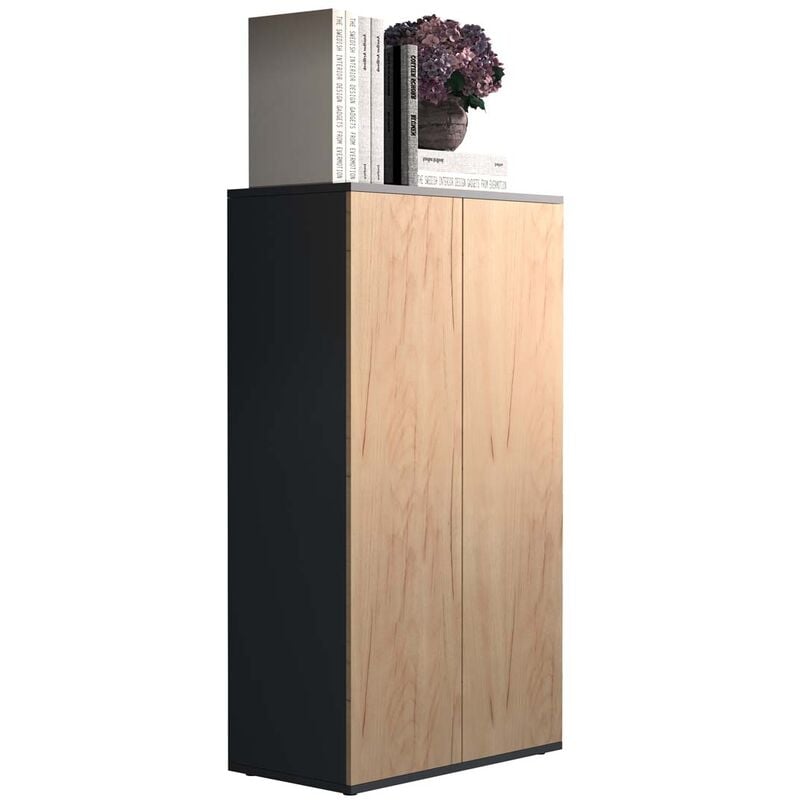 Ebuy24 - Dalosa3 buffet 2 portes anthracite, chêne décor.