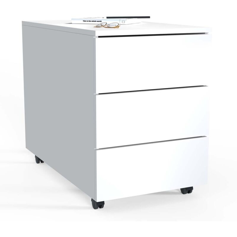 Ebuy24 – Conteneur de rôle Dalosa 0 Blanc – Dimensions H. 55 x L. 39 x P. 70 cm – 4 tiroirs-caisses sans grille – Fonction push-to-open