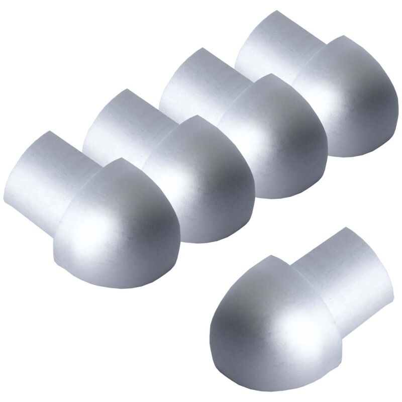 Angle extérieur pour rail de carrelage aluminium (anodisé) Profilé en quart de cercle, profilé pour carrelage - 8mm, 5 pièces Argent mat - Dalsys