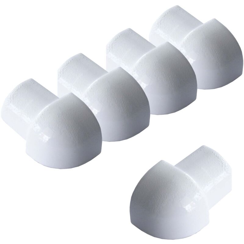 Angle extérieur pour rail de carrelage aluminium (anodisé) Profilé en quart de cercle, profilé pour carrelage - 10mm, 5 pièces Blanc - Dalsys