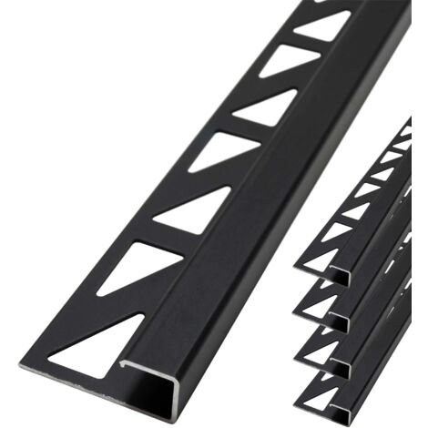 Dalsys Fliesenschiene Eckprofil Quadratprofil Aluminium (eloxiert, Fliesenprofil - Schwarz 2,5m x 10mm, 5 Stück