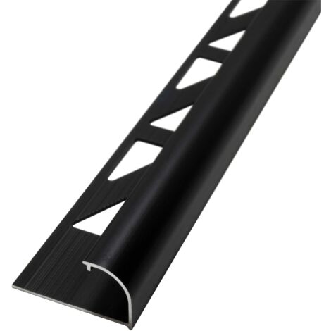 Dalsys Fliesenschiene Viertelkreisprofil Aluminium (eloxiert, Rundprofil Halbrundprofil - Schwarz 2,5m x 8mm, 1 Stück