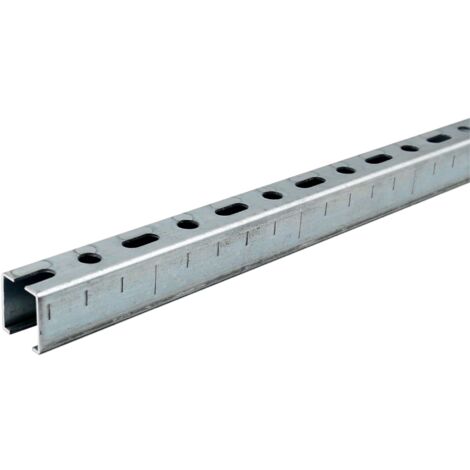 Dalsys Montageschiene 28/30, Schienenkonsole Silber 200cm, Lochschiene, C-Profilschiene, U-Schiene, u.a. zur Bildung von Traversen - 200cm, 1 Stück