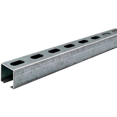 Dalsys Montageschiene 38/40, Schienenkonsole Silber 200cm, Lochschiene, C-Profilschiene, U-Schiene, u.a. zur Bildung von Traversen - 1 Stück