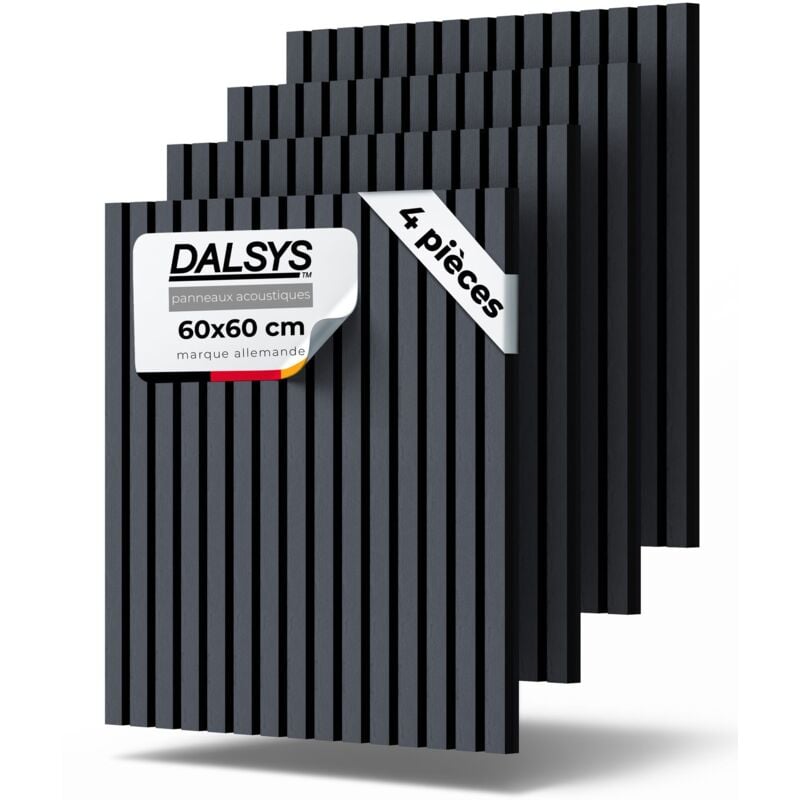 Dalsys - panneaux tasseaux acoustiques bois - 60x60cm, 4 pièces, Chêne noir