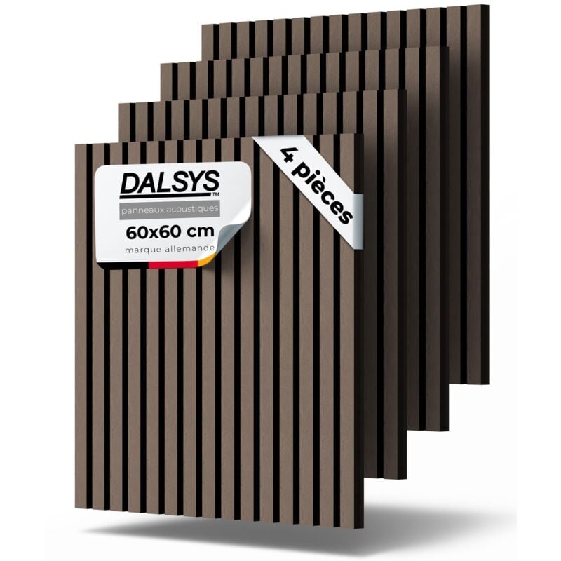 Dalsys - panneaux tasseaux acoustiques bois - 60x60cm, 4 pièces, Noyer