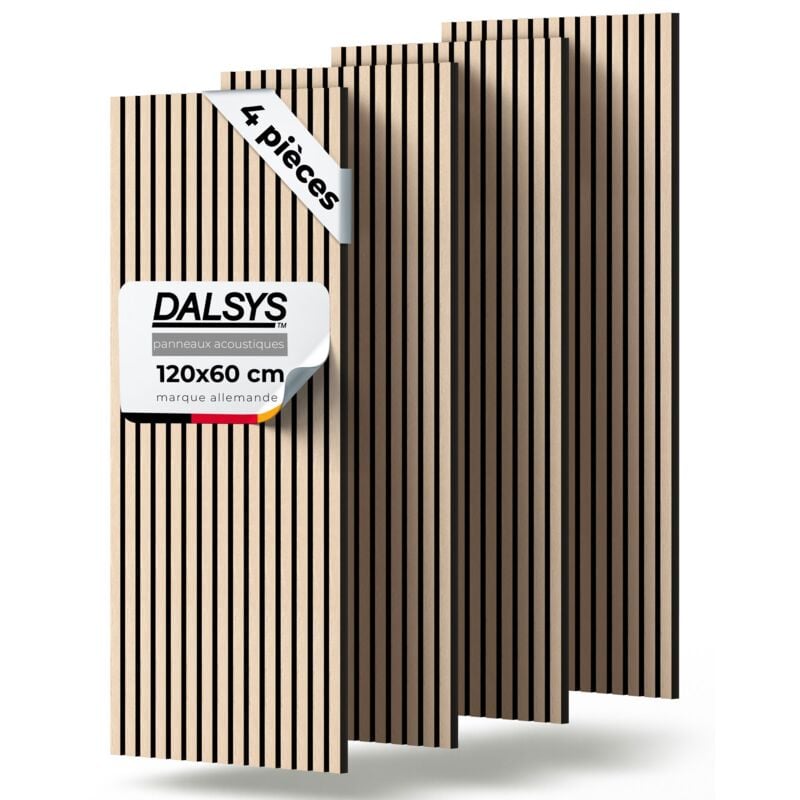 Dalsys panneaux tasseaux acoustiques bois - 120x60cm, 4 pièces, Chêne clair