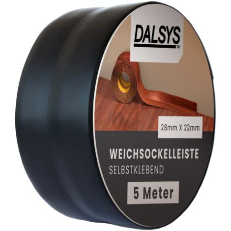 Dalsys plinthe souple autocollante plinthe adhésive, plinthe de finition pour joints dans le séjour, la cuisine, la salle de bain, en PVC synthétique - Noir 5m