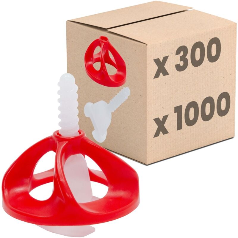 Système de nivellement de carreaux, set d'aide à la pose, outil de carreleur, ergonomique - 3mm Set : 1300pcs., 1000 languettes + 300 capuchons