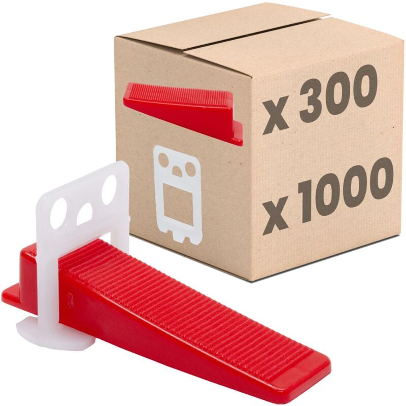 Système de nivellement pour carrelage, set d'aide à la pose, outil de carreleur - 1mm Set : 1300pcs, 1000 pattes + 300 cales - Dalsys