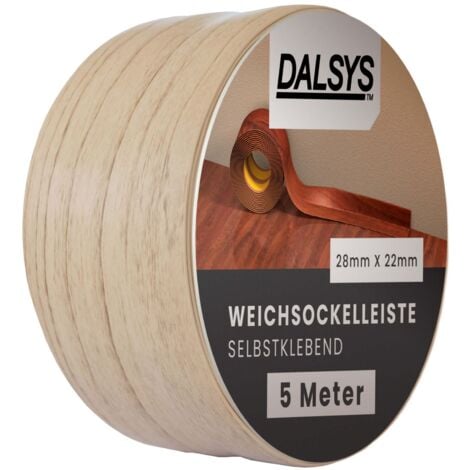 Dalsys Weichsockelleiste selbstklebend Klebeleiste, Abschlussleiste für Fugen in Wohnbereich, Küche, Bad, aus PVC Kunststoff -  Buche 5m