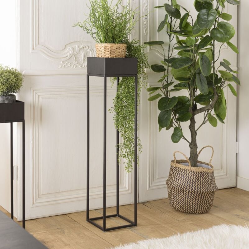 Daly - Sellette carrée / porte plantes gm noire piètement métal