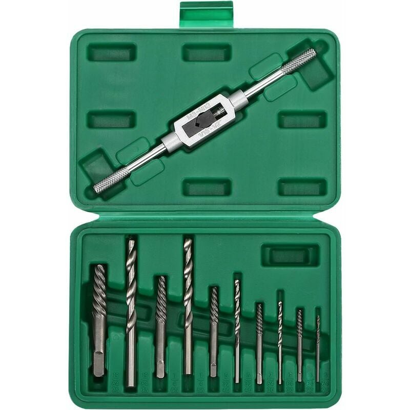 Damaged Screw Extractor Stripped Broken Screws Bolt Remover Drill Tool with Holding Wrench 11 Pcs