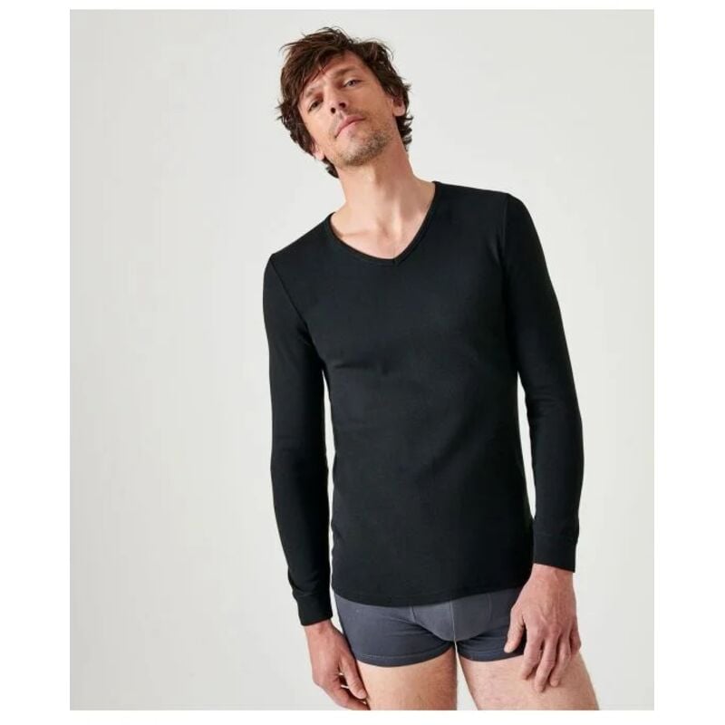 Image of Damart T-shirt con scollo a v - Maniche lunghe - Nero - S.2XL - 12302