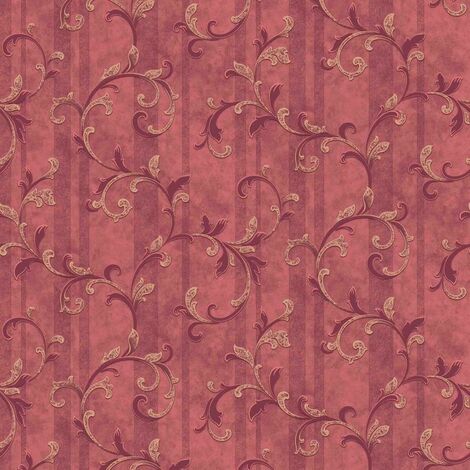 main image of "Damask Wallpaper Grandeco Red Gold Textured Glitter Baroque Metallic Vinyl"