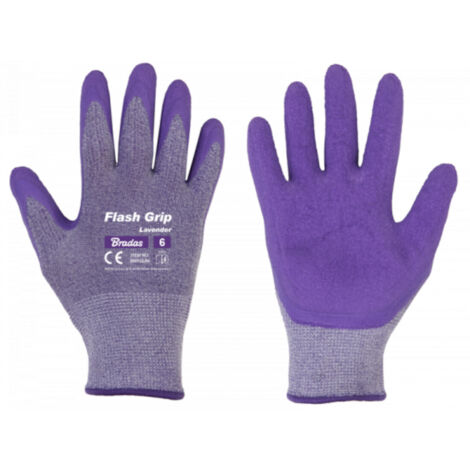Damen Arbeitshandschuhe mit Latexbeschichtung Lila Gr. 6