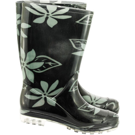 Damen Gummistiefel PVC Blumenmuster 39
