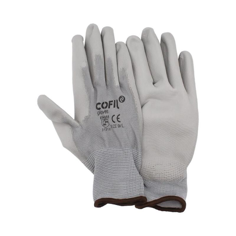 DAMESA guante poliuretano gris t-8 caja 12 , Guantes de poliuretano gris Cofil Guantes de poliuretano gris fabricados en poliéster con la palma recubierta de poliuretano Cu 