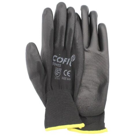 DAMESA guante poliuretano negro t-8 caja 12 , Guantes de poliuretano negro Cofil Guantes de poliuretano negro fabricados en poliéster con la palma recubierta de poliuretano