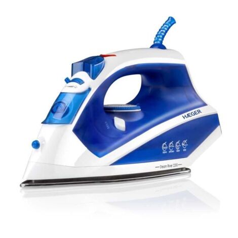 Dampfbügeleisen haeger steam river 2200 - 2200w - Dampf 60g - Vertikaldampf - Wassertank 260ml - Anti-Kalk - Anti-Tropf - Edelstahlsohle