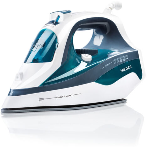 Dampfbügeleisen haeger vapour pro - 2700w - Dampfregler 75g - Vertikaldampf - 400ml Wassertank - Keramiksohle - Anti-Kalk - tropfsicher