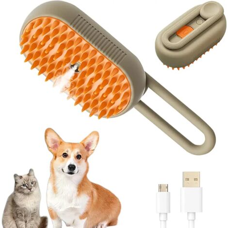 Dampfbürste für Hunde und Katzen mit Wassertank, Kamm für langes und kurzes Fell, Haarentferner