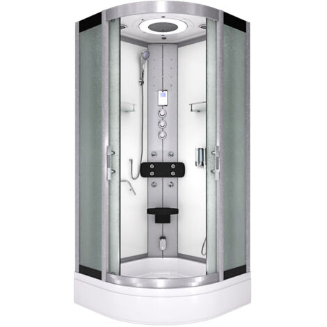 Dampfdusche Duschkabine Sauna Dusche D58-60M3-EC 100x100 cm mit 2K Scheiben Versiegelung