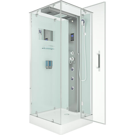 Dampfdusche Duschtempel Sauna Dusche Duschkabine D38-00R2-EC 80x80 cm mit 2K Scheiben Versiegelung