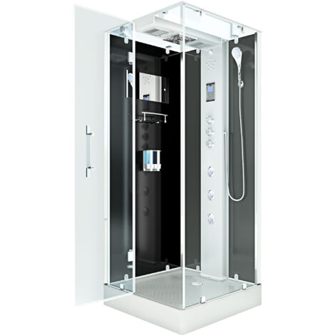 Dampfdusche Duschtempel Sauna Dusche Duschkabine D38-13L2-EC 90x90 cm mit 2K Scheiben Versiegelung