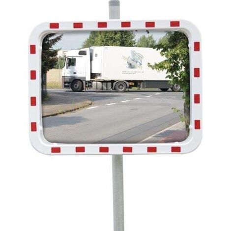 dancop Miroir de circulation H600xL800mm plastique, rouge/blanc - ED 60 X 80