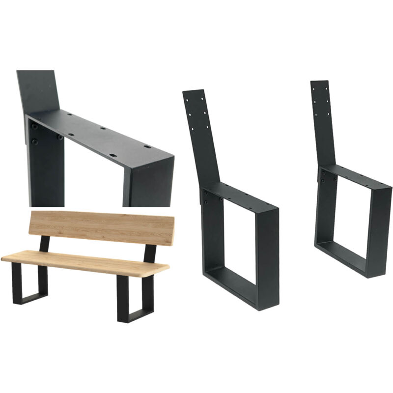 DanDiBo 2x Pieds de banc Métal Noir avec dossier Set Massif DIY Pieds de banc 96478 Châssis de siège pour banc de jardin Châssis de banc Robuste