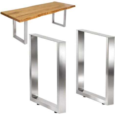 DanDiBo 2x Tischbeine Edelstahl 72 x 70 cm Tischgestell Höhenverstellbar 96672 Tischfüße Möbelfüße Tischkufen Esstisch Beine