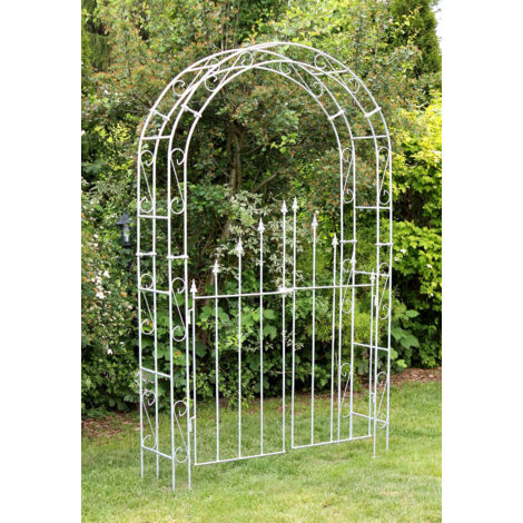 DanDiBo Arc de roses avec porte galvanisé Largeur 140 cm Arc de cercle galvanisé à chaud Résistant aux intempéries Massif en fer massif Support pour plantes grimpantes