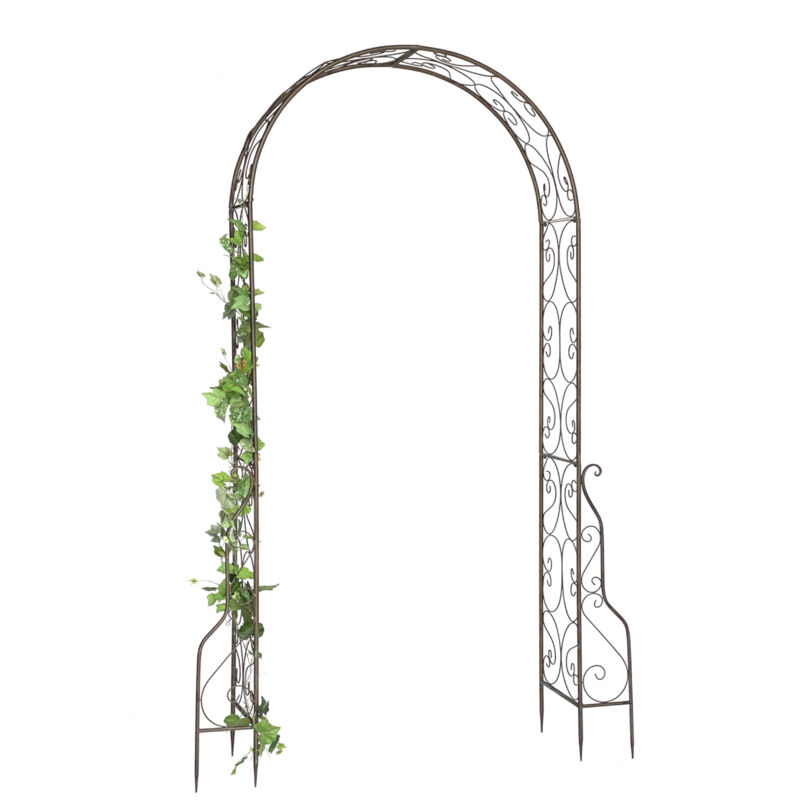 Arc de roses en métal 254x159 cm brun 96025 Portail de jardin en fer Treillis Arc en plein cintre sans porte - Dandibo