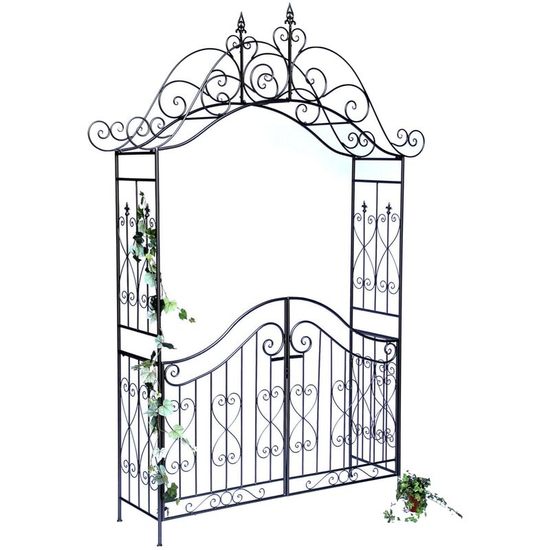 Arche à Rose avec Porte Portail 131872 en métal Portail de Jardin 282x160 cm Treillage - Dandibo