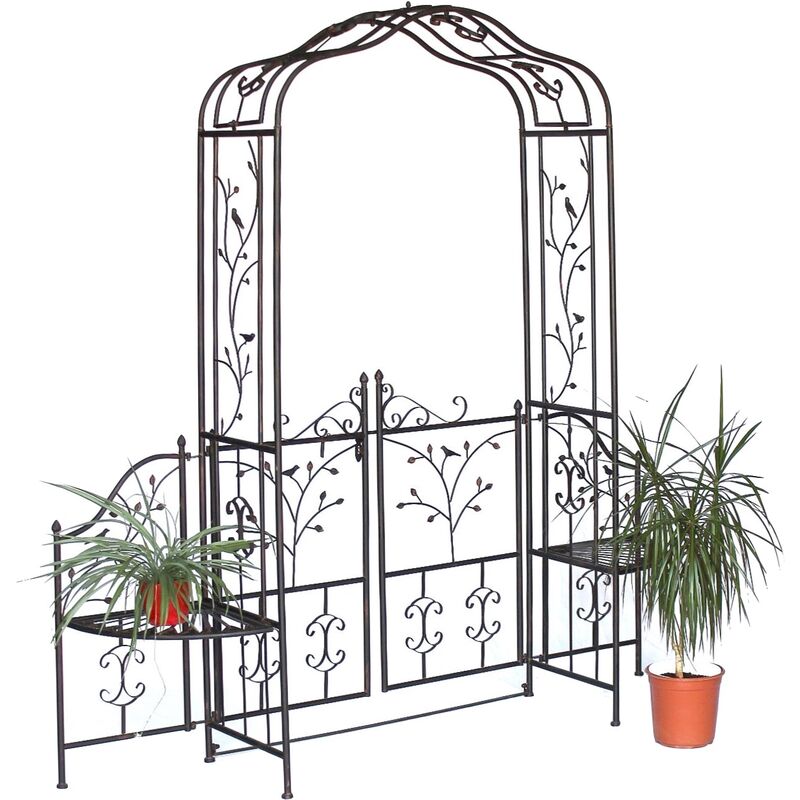 Dandibo - Arche à Roses 18602 en métal Fer forgé avec Portail 215 x 210 Portail de Jardin