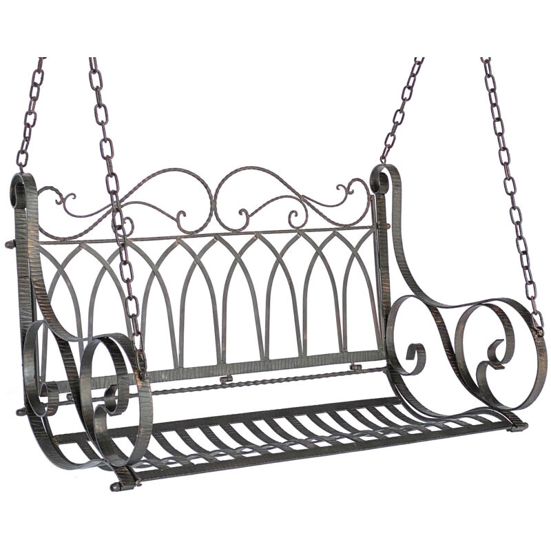 DanDiBo Banc suspendu Métal Marron Résistant aux intempéries Balançoire avec chaînes Fauteuil suspendu 18688 Banc de jardin 2 places