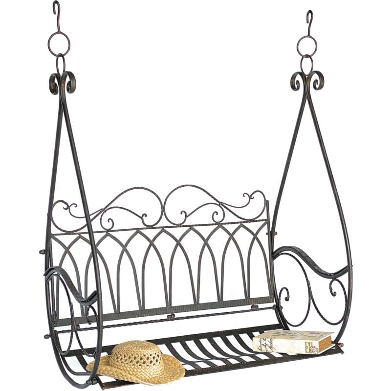 DanDiBo Banc suspendu Métal Marron Résistant aux intempéries Balançoire Gondole Fauteuil suspendu 1868 Banc de jardin 2 places