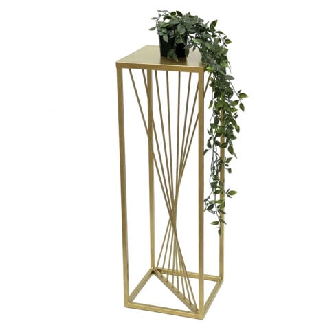 DanDiBo Blumenhocker Metall Gold Eckig 70 cm Blumenständer Beistelltisch 96565 Blumensäule Design Modern Pflanzenständer Pflanzenhocker