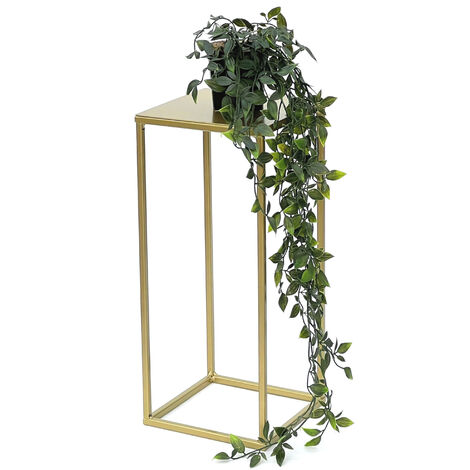 DanDiBo Blumenhocker Metall Gold Eckig S 42 cm Blumenständer Beistelltisch 96406 Blumensäule Modern Pflanzenständer Pflanzenhocker