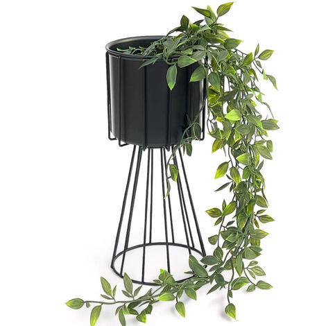 DanDiBo Blumenhocker Metall Schwarz 32 cm Blumenständer 96528 Blumensäule Modern Pflanzenständer Pflanzenhocker
