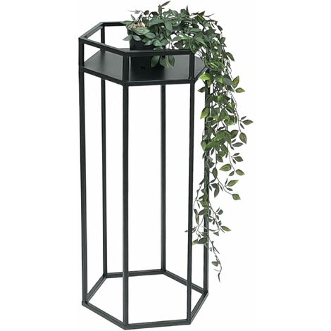 DanDiBo Blumenhocker Metall Schwarz 6eck 60 cm Blumenständer Blumensäule 96453 M Pflanzenhocker Modern Pflanzenständer
