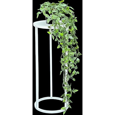 DanDiBo Blumenhocker Metall Weiß Rund 50 cm Blumenständer Beistelltisch 96483 S Blumensäule Modern Pflanzenständer Pflanzenhocker