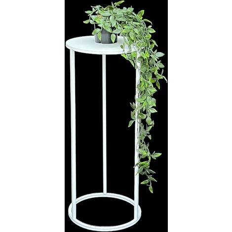 DanDiBo Blumenhocker Metall Weiß Rund 60 cm Blumenständer Beistelltisch 96483 M Blumensäule Modern Pflanzenständer Pflanzenhocker