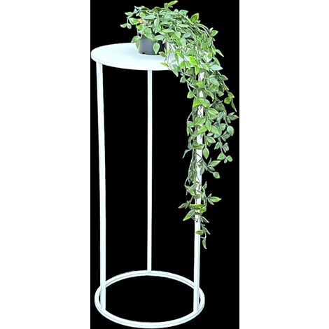 DanDiBo Blumenhocker Metall Weiß Rund 70 cm Blumenständer Beistelltisch 96483 L Blumensäule Modern Pflanzenständer Pflanzenhocker