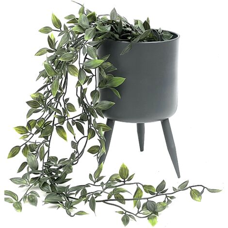 DanDiBo Blumentopf mit Füßen Pflanztopf Blumenkübel mit Beinen Metall Grau 23 cm 96260 M Modern Pflanzenständer