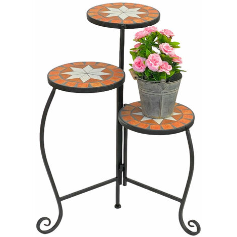 DanDiBo Blumentreppe Mosaik Rund 55 cm Blumenregal 12020 Beistelltisch Pflanzenständer Mosaiktisch Blumenbank