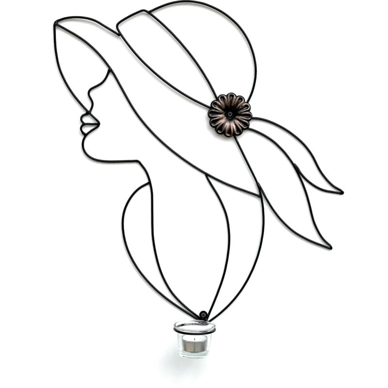 Dandibo - Bougeoir mural Métal Noir 50 cm Dame Bougeoir mural 96324 Bougeoir mural Bougeoir mural