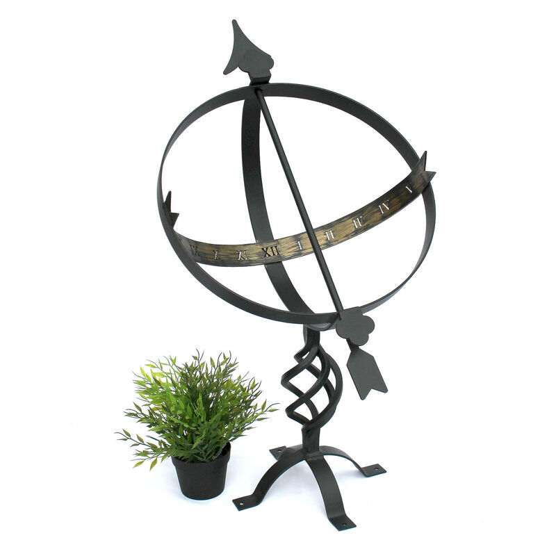 Dandibo - Cadran Solaire Noir en métal Fer forgé Résistant aux intempéries 72cm Pendule de Jardin Pendule Déco de Jardin