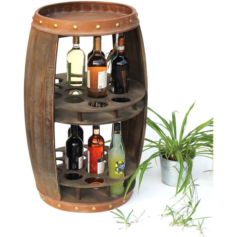 Casier à vin en bois Tonneau à vin Marron 83 cm 9045 Bar Casier à bouteilles Support à bouteilles xl Tonneau en bois Armoire à vin - Dandibo